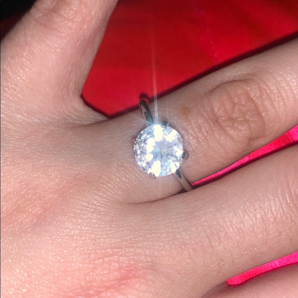 Cz Solitaire Sterling Silver Ring - image 1